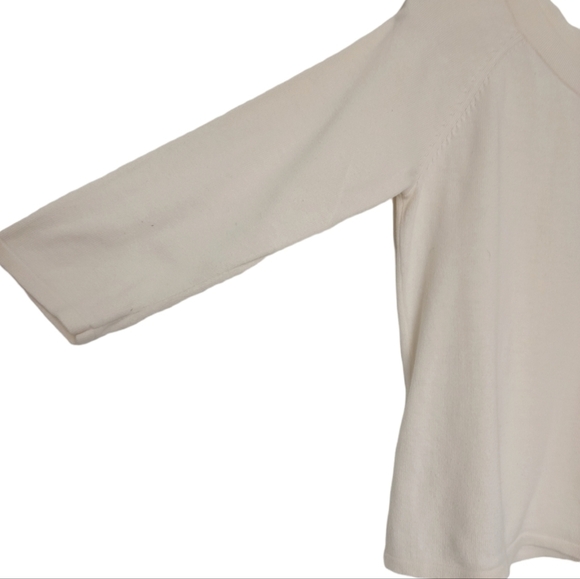 J. Jill Womens Crop Boat Neck Boxy Fit Pullover Sweater in Cream. - Picture 5 of 7